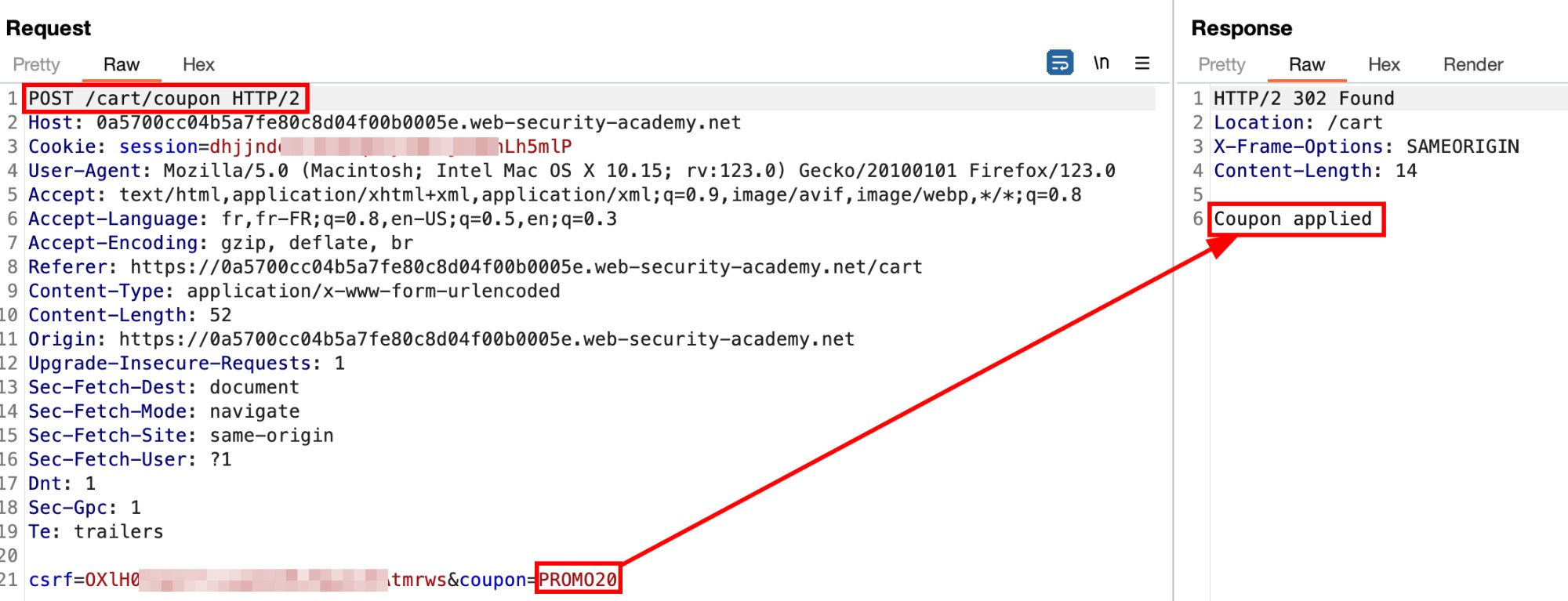 Capture Burp Suite montrant la requête POST